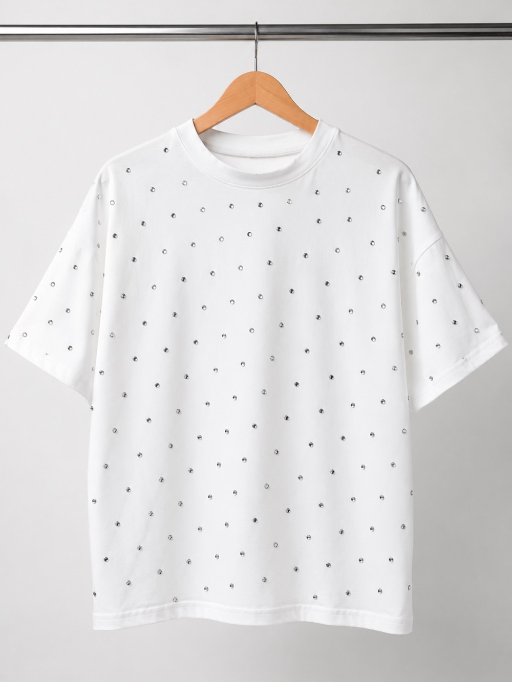Isaac Mizrahi Rhinestone White Short-Sleeve Tee MSRP $178
